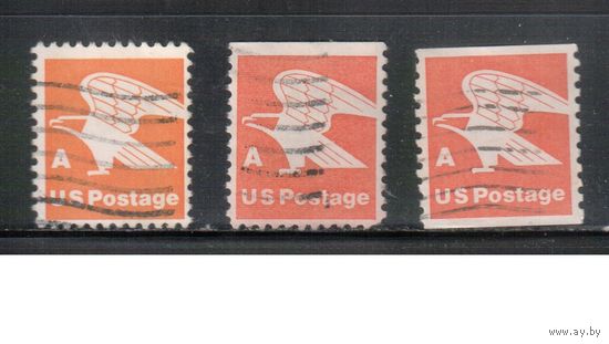 США-1978, (Мих.1341 А+D+С) , гаш. , Стандарт, Орел  (одиночка), 3 типа зубцовки