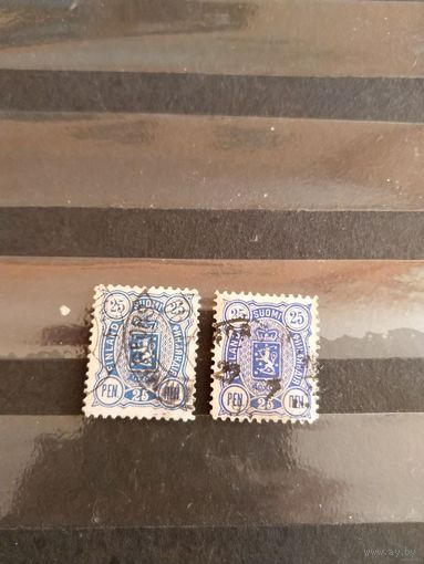 1889 Царская Россия Великое княжество Финляндское Мих 31А зубц 12 1/2 синяя и ультрамариновая герб (4-3)