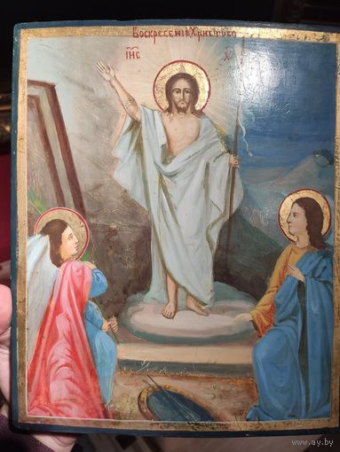 Икона Воскресение Христово, 19 век! Московская Школа! Красота!