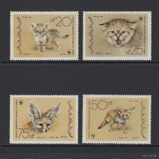 Йемен 1989 Дикие животные - Барханная кошка и Миниатюрная лисица Фенек