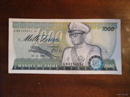 Республика Заир, 1000 заир 1985 год, P:31
