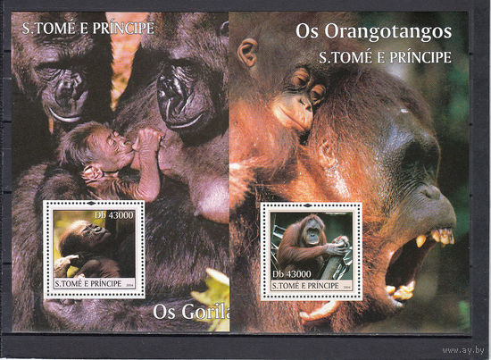 Фауна Обезьяны. Сент-томе и Принсипе. 2004. 2 блока. Michel N бл510-511 (26,0 е)