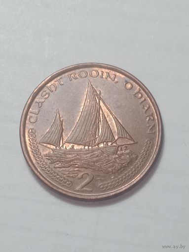 Остров Мэн 2 пенса 2002 года . АВ