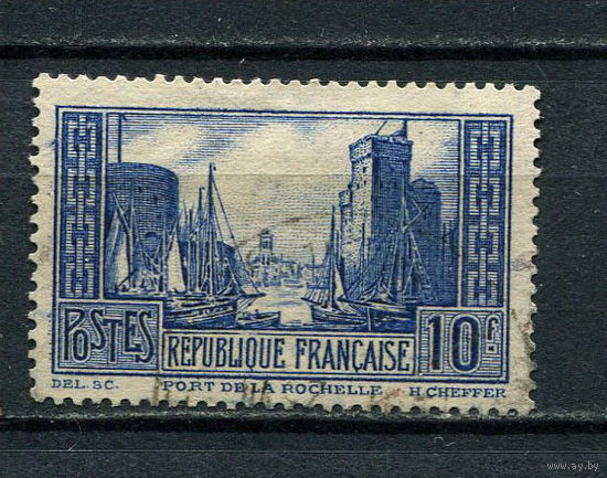 Франция - 1929 - Порт Ла-Рошель. Туризм 10Fr - (есть тонкое место) - [Mi.241II] - 1 марка. Гашеная.  (Лот 55DL)