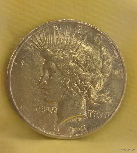 Доллар 1923 Мирный США остатки блеска, детализация