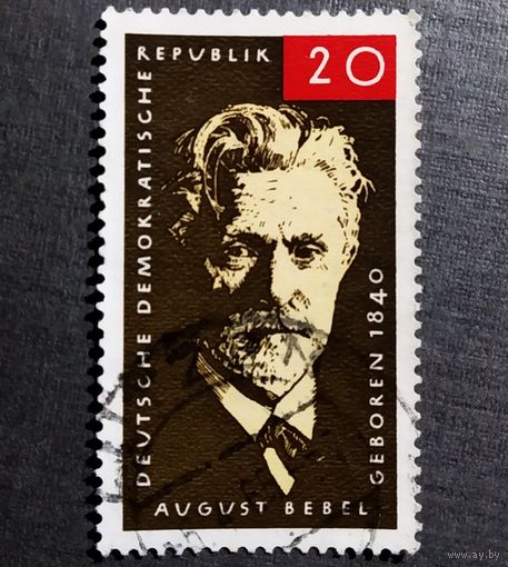 Марка ГДР 1965 год Бебель