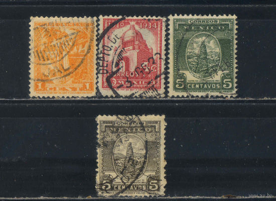 Мексика Респ 1937-44 Достопримечательности Стандарт #735,737.738,854