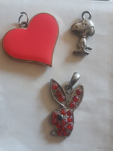 Кулоны сердечко, собачка и заяц Playbol