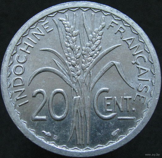 1к Индокитай 20 санитмов 1945 В ТОРГ уместен  В КАПСУЛЕ распродажа коллеции