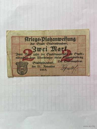 2 марки (нотгельды) Германия Гладтолдендорф -1402