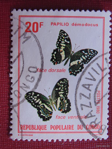 Конго  1980 г. Бабочки.