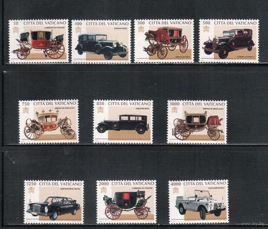 Ватикан-1997,(Мих.1197-1206)  **   ,   Автомобили, Папамобили(полная серия)