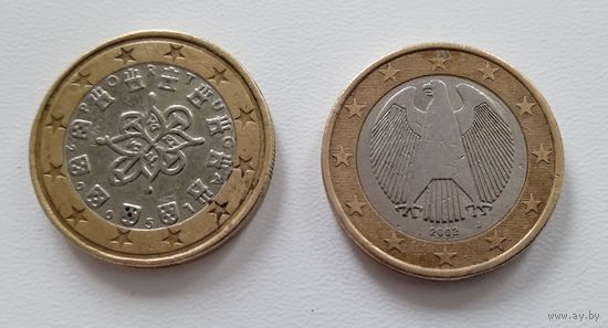 1 евро Германия (J) 2002 + 1 евро Португалия 2005. Цена за обе.