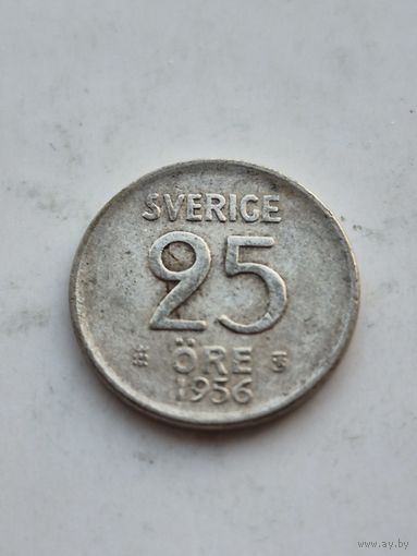 25 эре 1956 года Швеция. Серебро 400. Монета не чищена. 45403