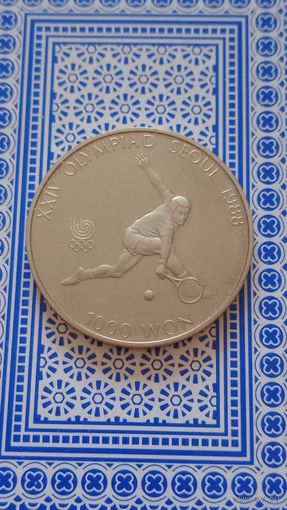 Южная Корея 1000 вон1987 олимпиада 88 теннис