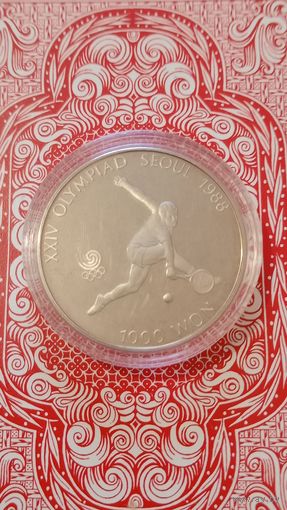 Южная Корея 1000 вон1987 олимпиада 88 теннис