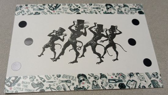 Посткроссинг. Открытка из Японии: чёрные человечки  (10х15). Прошла почту. Художественные марки, чёткий штемпель.