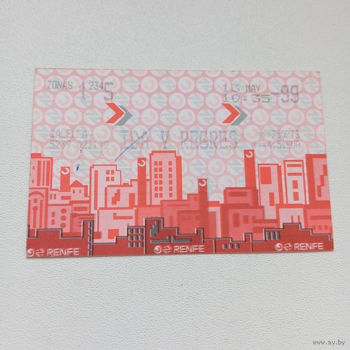 Билет проездной жд Renfe Испания 1999