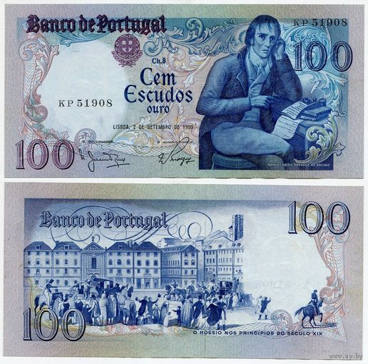 Португалия. 100 эскудо (образца 1980 года, P178a, подпись 6, UNC)