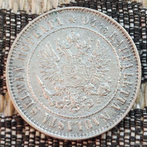 Финляндия-Российская Империя 1 марка 1908 год, L. Николай II. Серебро. Сторгуй за свою цену, предложи обмен! Y100