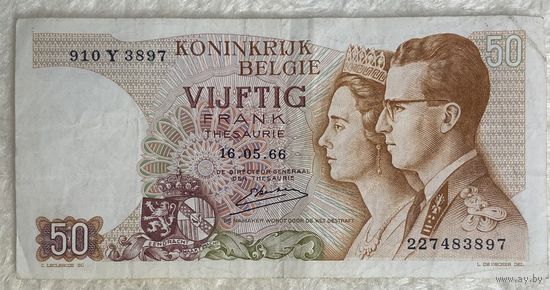 Банкнота 50 франков 1966 год. Бельгия
