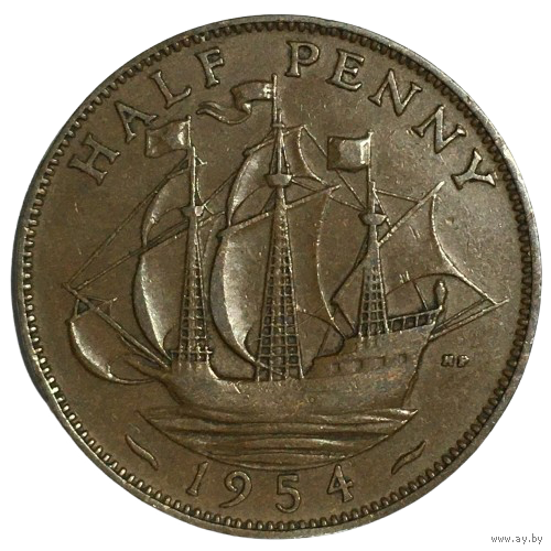 Великобритания 1/2 пенни, 1954