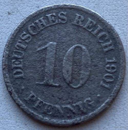 Германия 10 пфеннигов 1901 г.