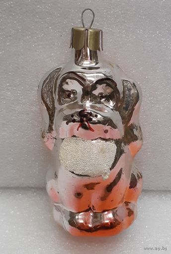 Игрушка ёлочная Собачка, стекло. СССР