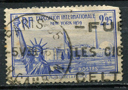 Франция - 1939 - Всемирная выставка в Нью-Йорке 2,25Fr - [Mi.444] - 1 марка. Гашеная.  (Лот 43EM)-T7P7