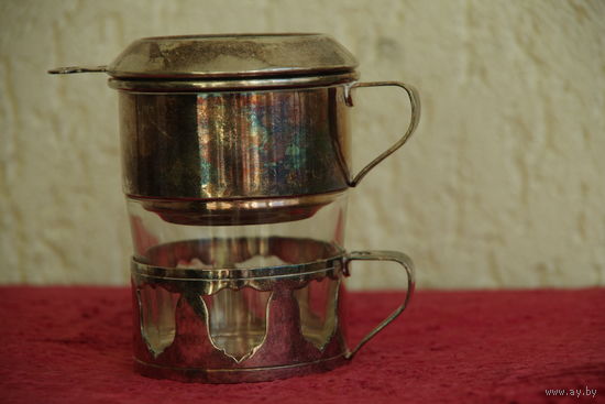Подстаканник + стакан  +  заварник чая ( серебрение )