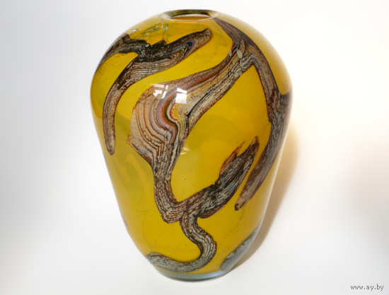 Крупная ваза Львов Цветное стекло винтаж