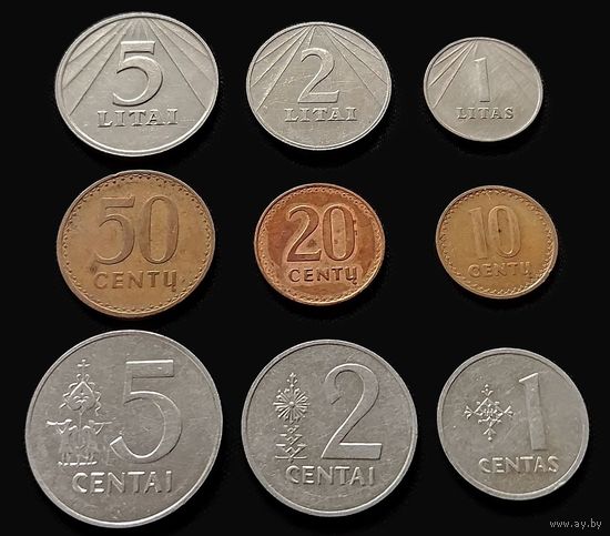 9 МОНЕТ ЛИТОВСКОЙ РЕСПУБЛИКИ 1991 ГОДА (ГОДОВОЙ НАБОР)