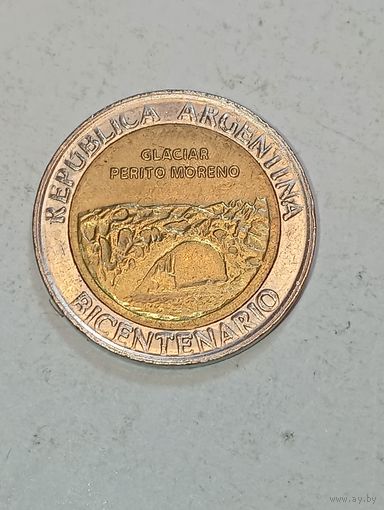 Аргентина 1 песо 2010 года .- 200 лет ледник Перито Морено  .