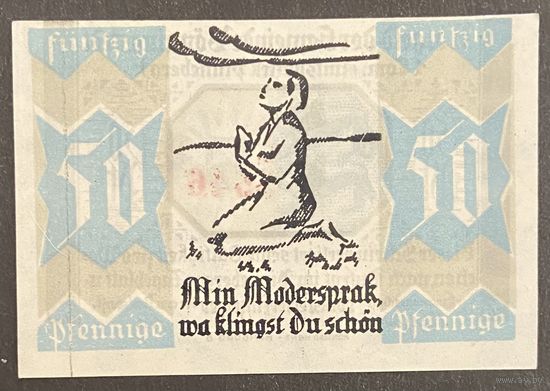Нотгельд 50 пфеннигов 1921 год. Шлезвиг-Гольштейн. Веймарская республика