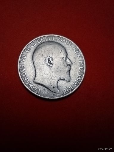 1 Флорин (Два шиллинга) 1907. Великобритания. Эдвард Лысый. С рубля. (14) Отличный