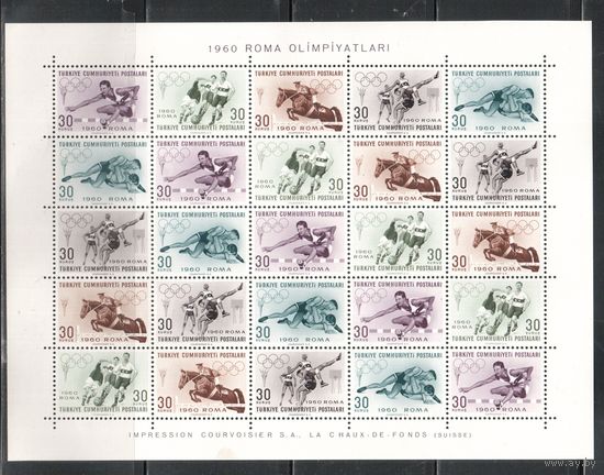 Турция-1960,(Мих.1769-1773) **   , Спорт, ОИ-1960 ,лист