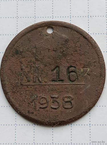 Жетон собачий NR.163 L. bytner poznan 10 1938 год.