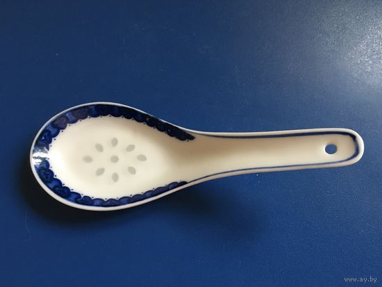 Ложка, бело-синий рисовый фарфор, состояние новой