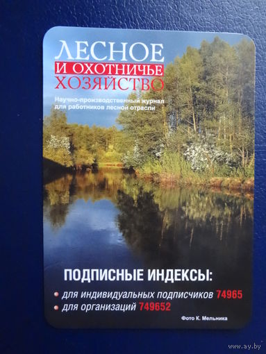 Календарик 2009 г.  Лесное и охотничье хозяйство.  Журнал.