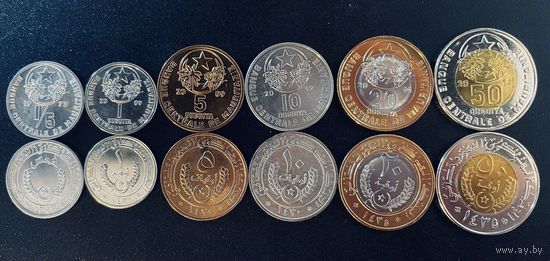 Мавритания набор 6 монет 1/5,1,5,10,20,50 угий 1973-2014 UNC