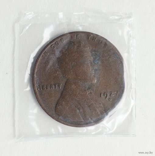 США. 1 цент 1927 г. D в запайке.