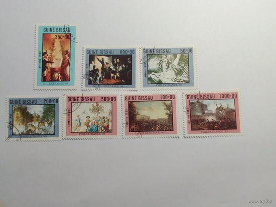 Марки   Живопись 1989г.   Гвинея-Бисау     7шт -  4,00 руб.