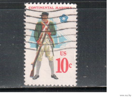 США-1975, (Мих.1175) , гаш. , 200-лет независимости ,Военная форма, Оружие(2)