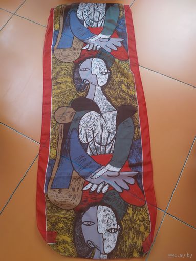 Шаль платок шифоновый с принтом картины