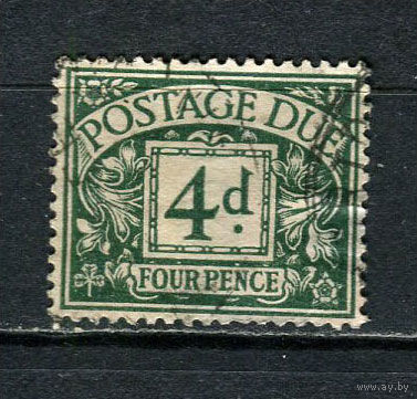 Великобритания - 1924/1931 - Цифры 4Р. Portomarken - (есть тонкое место) - [Mi.14p] - 1 марка. Гашеная.  (Лот 44Fe)-T25P13