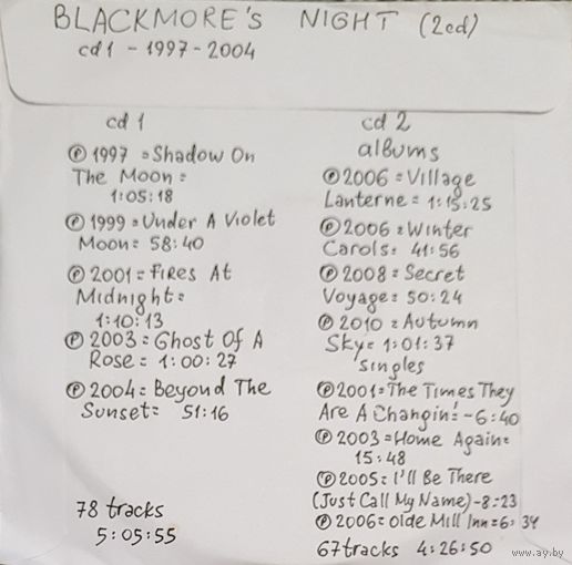 CD MP3 дискография BLACKMORE'S NIGHT 2 CD