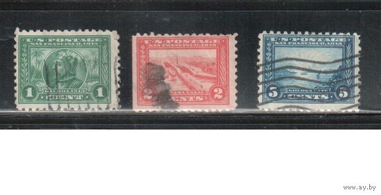 США-1914, (Скотт.401-403), гаш. , Панамо-Тихоокеанская выставка, перф. 10