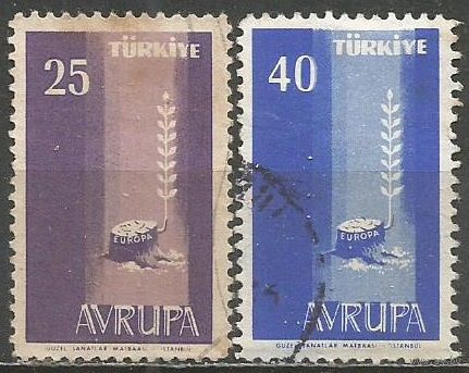 Турция. Марки по программе "Европа". 1958г. Mi#1610-11. Серия.
