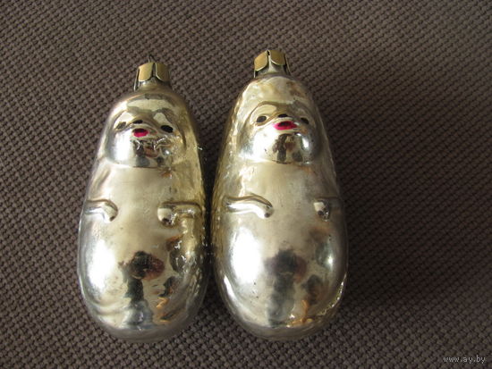 Игрушка ёлочная Ёжик, стекло. СССР.2-шт.