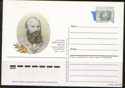 С. 161. ПК с ОМ. 1986. Русский композитор М.А. Балакирев.